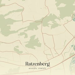 Vintage map of Ratzenberg, Austria.