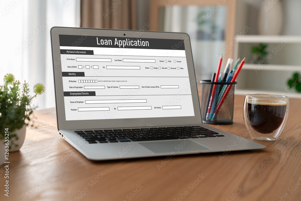 Poster online loan application form for modish digital information collection on the internet network