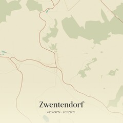 Vintage map of Zwentendorf, Austria.