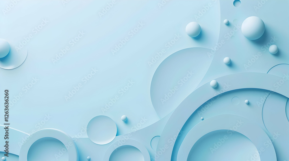 Poster abstract design featuring soft blue tones and circular shapes creating a serene atmosphere