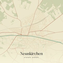 Obraz premium Vintage map of Neunkirchen, Austria.