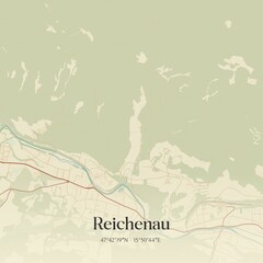 Vintage map of Reichenau, Austria.