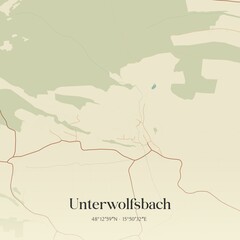 Fototapeta premium Vintage map of Unterwolfsbach, Austria.