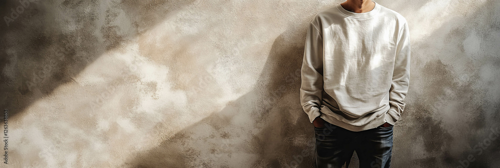 Poster Dark cream beige wall texture with subtle grunge patterns and soft shadows in a modern setting