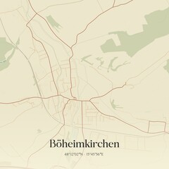 Vintage map of Böheimkirchen, Austria.