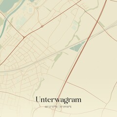 Vintage Map Unterwagram Austria