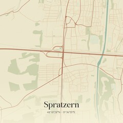 Vintage Map Spratzern Austria 