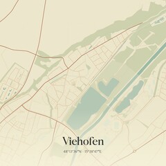 Vintage Map Viehofen Austria