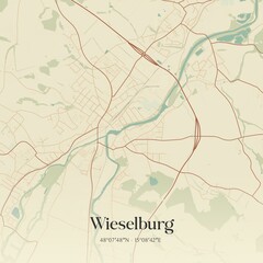 Vintage map of Wieselburg, Austria.