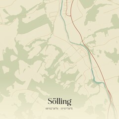 Vintage map of Sölling, Austria.