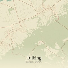 Vintage map of Tulbing, Austria.