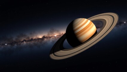 Naklejka premium Saturn in a starfilled galaxy