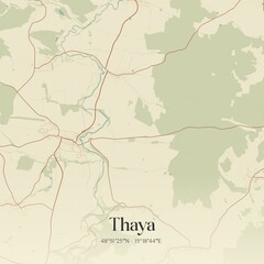 Vintage map of Thaya, Austria.