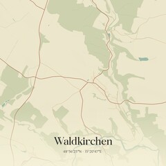 Fototapeta premium Vintage map of Waldkirchen, Austria.
