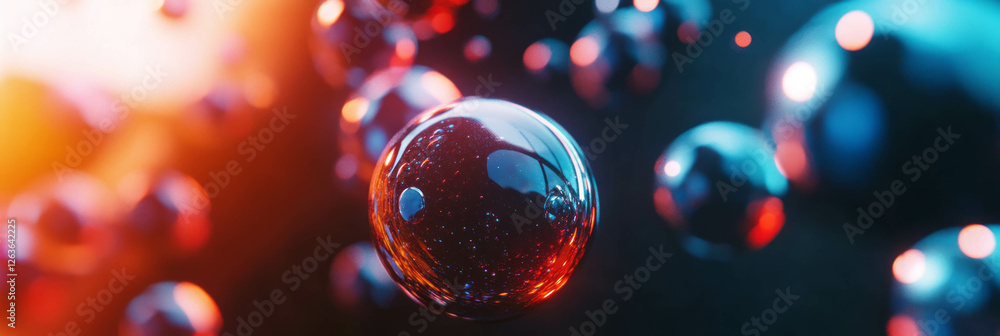 Poster dense bokeh clusters with radiant glow create captivating visual effects in various colors