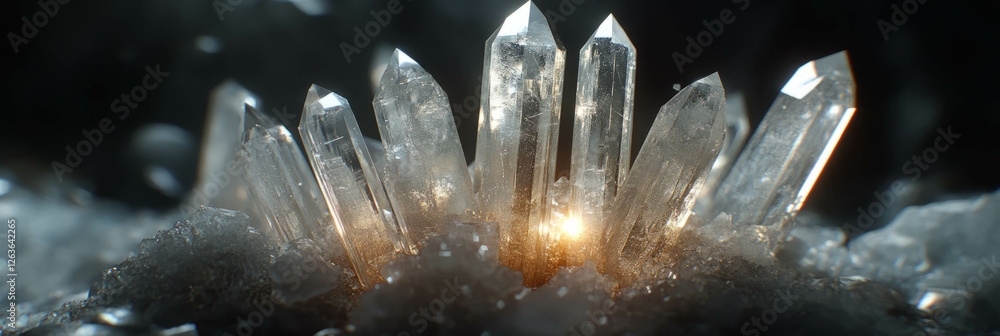 Poster bright central burst of crystal flares with fading edges creating a stunning visual effect