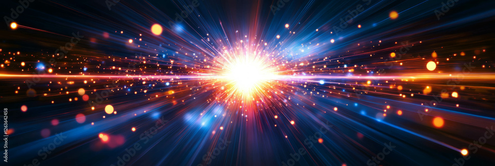 Poster bokeh clusters create a dynamic burst of light with radiant edges