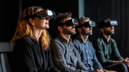 Obraz premium A Visionary Team Experiencing Future Technology Insights