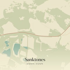 Vintage map of Sanktones, Austria.