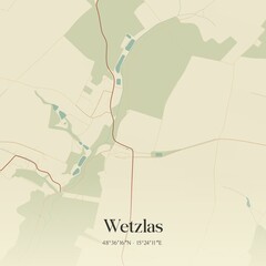 Fototapeta premium Vintage map of Wetzlas, Austria.