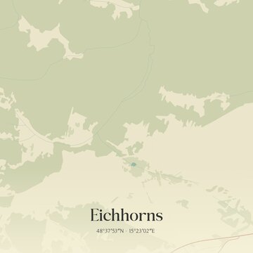 Vintage map of Eichhorns, Austria.