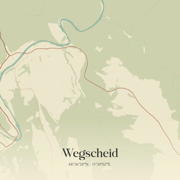 Vintage map of Wegscheid, Austria.