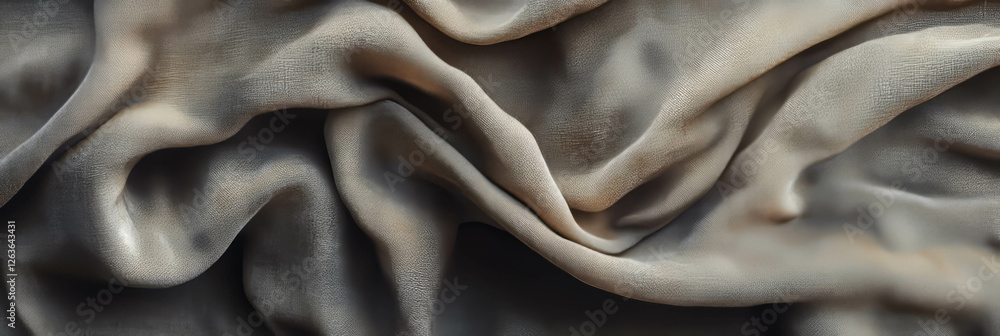Poster softly flowing draped fabric textures creating gentle shadows and depth