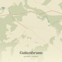 Fototapeta premium Vintage map of Guttenbrunn, Austria.