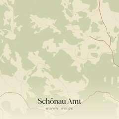 Vintage map of Schönau Amt, Austria.