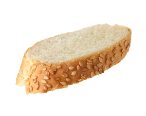 Piece of fresh baguette isolated on white