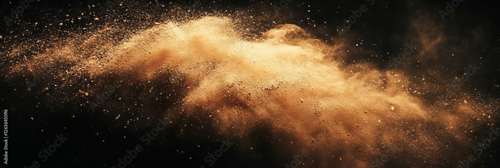 Poster dusty film texture with large angular particles on a dark background