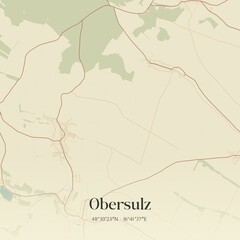 Fototapeta premium Vintage map of Obersulz, Austria.