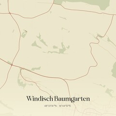 Fototapeta premium Vintage map of Windisch Baumgarten, Austria.