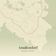 Fototapeta premium Vintage map of Amaliendorf, Austria.