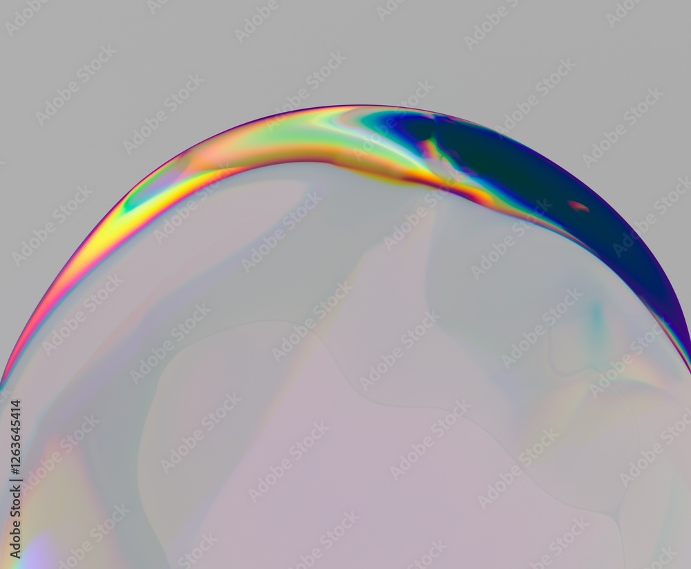 Aufkleber Abstract 3D render of a liquid form with iridescent, rainbow highlights. The glossy surface reflects light, creating a mesmerizing, fluid effect.