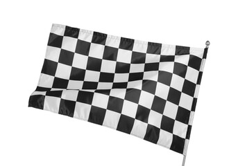 One racing checkered flag isolated on white