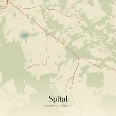 Fototapeta premium Vintage map of Spital, Austria.