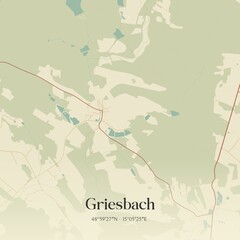 Fototapeta premium Vintage map of Griesbach, Austria.