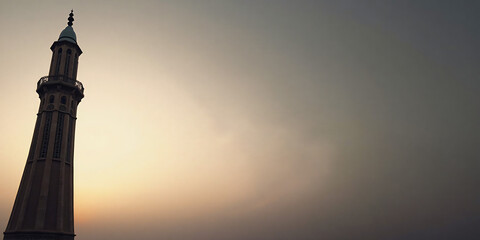 Islamic Design Assets, Minaret of a mosque, Ramadan invitations, high quality, 4K, empty area to add your text