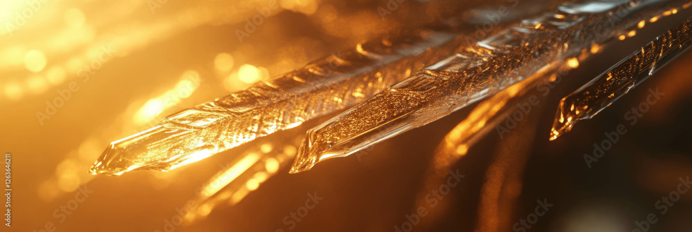 Poster illuminated crystal flares creating a captivating linear texture with graceful glows