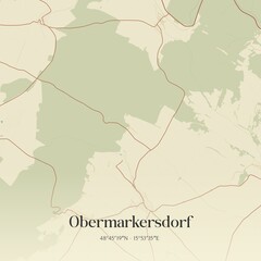 Vintage map of Obermarkersdorf, Austria.