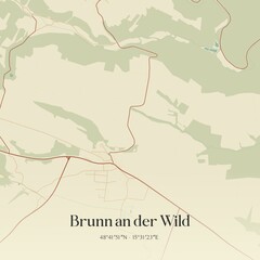 Vintage map of Brunn an der Wild, Austria.