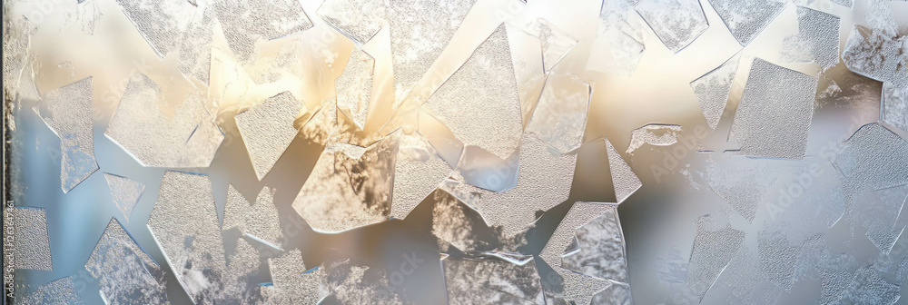 Poster frosted glass texture featuring geometric shapes illuminated by soft diffused light