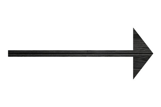 Arrow with black wooden texture isolated on white