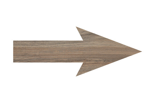 Arrow with wooden texture isolated on white