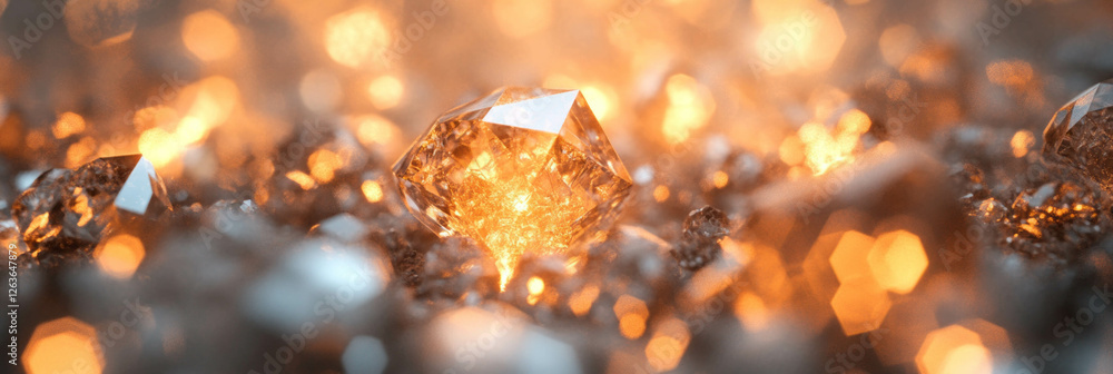 Poster geometric and organic crystal flares create mesmerizing light formations in chaotic patterns