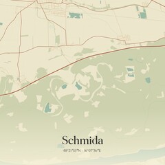 Vintage map of Schmida, Austria.