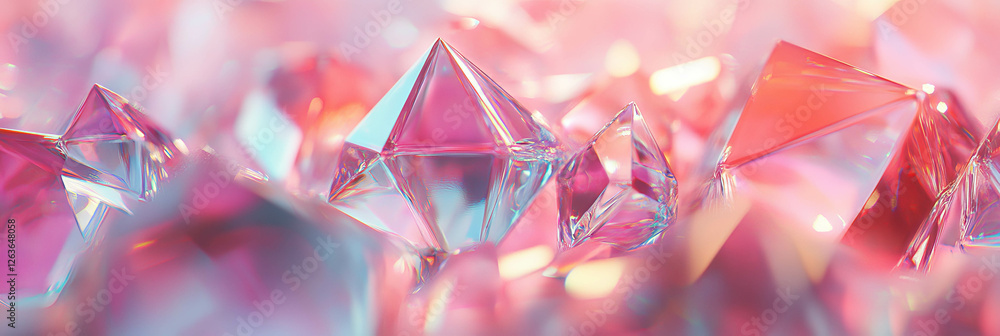 Poster geometric crystal flares with vibrant colors and unique shapes create a stunning visual display