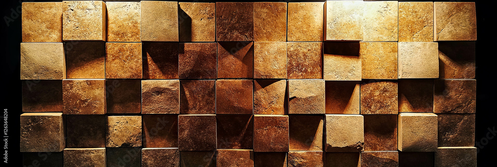 Poster geometric interlocking squares with earth tones in a smooth texture arrangement