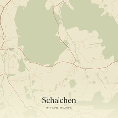 Vintage map of Schalchen, Austria.